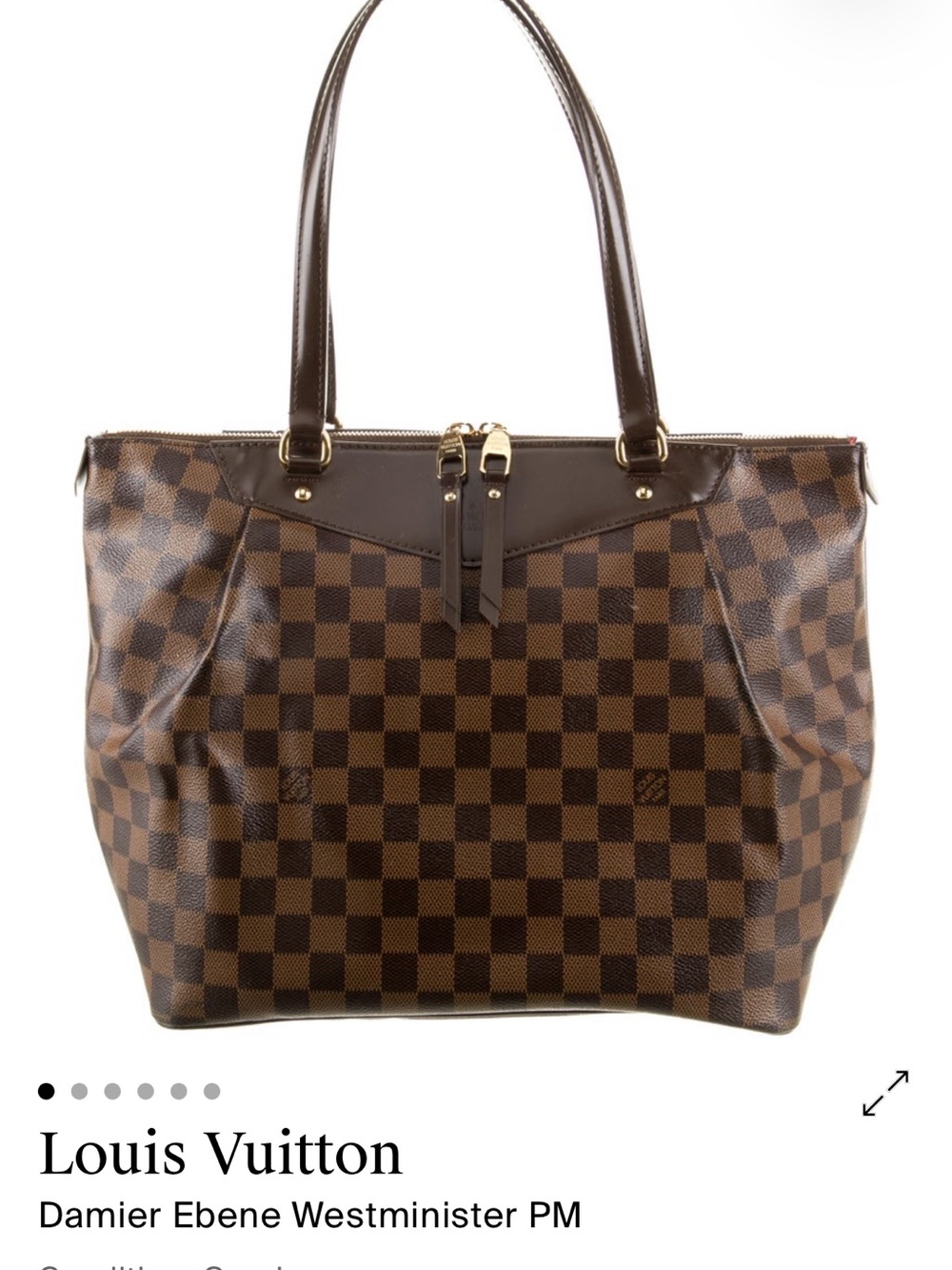 Louis Vuitton Damier Ebene Checker Tote in Dark Brown